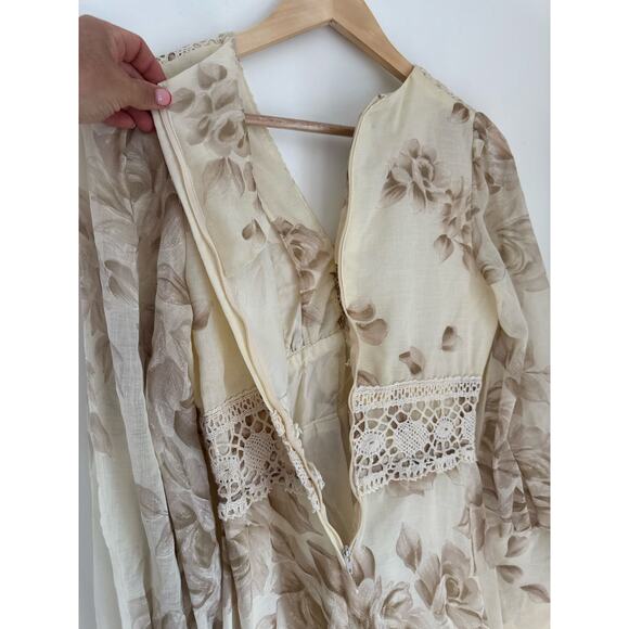 Gunne Sax Vintage 1970's Cottagecore Floral Crochet Boho Maxi Dress XS - Picture 13 of 14